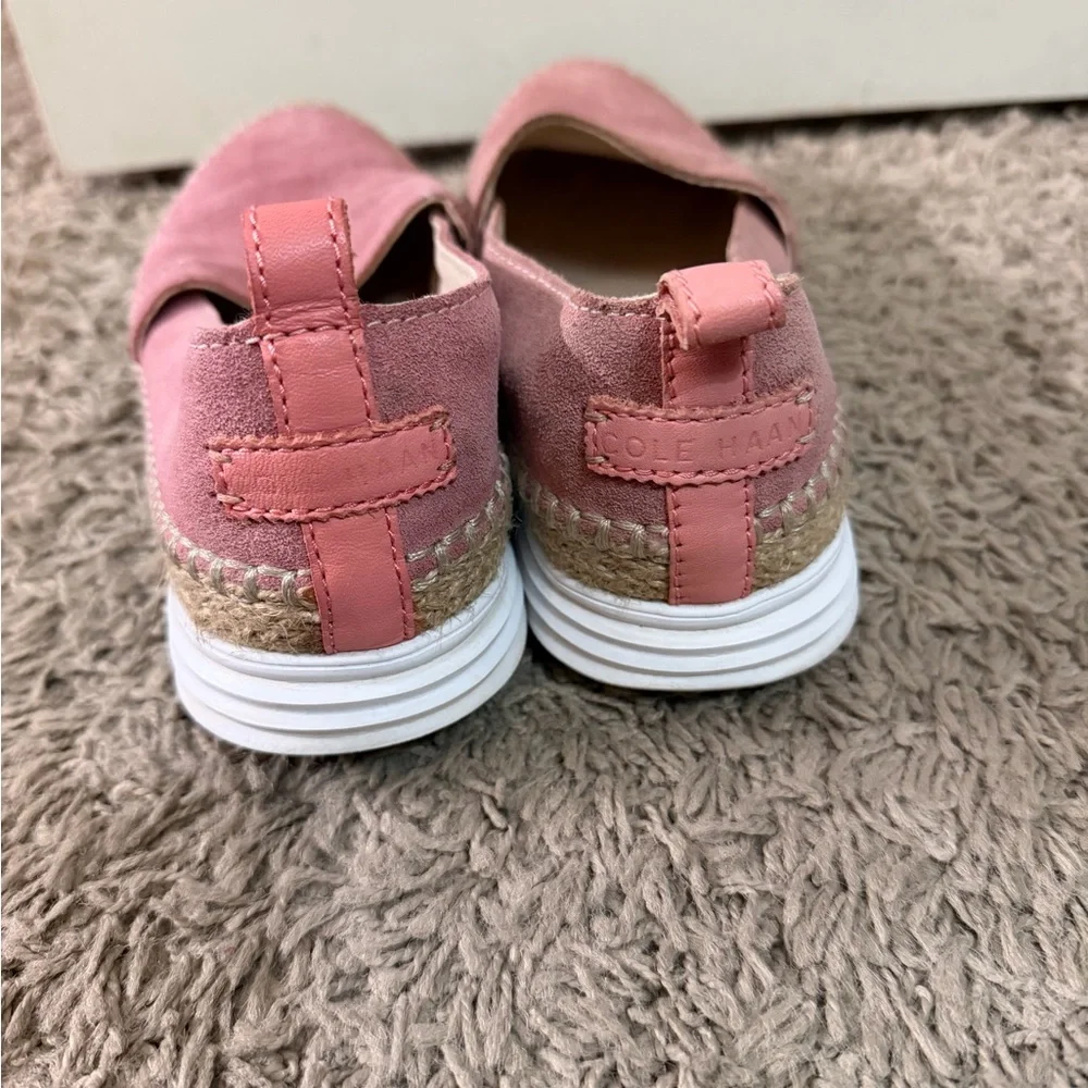 Cole Haan Pink Suede Platform Espadrille Slip-Ons